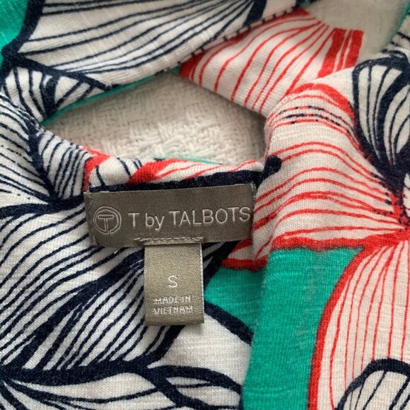 Talbots jersey knit stretchy cross back detail spring florals knee length dress - Picture 7 of 12